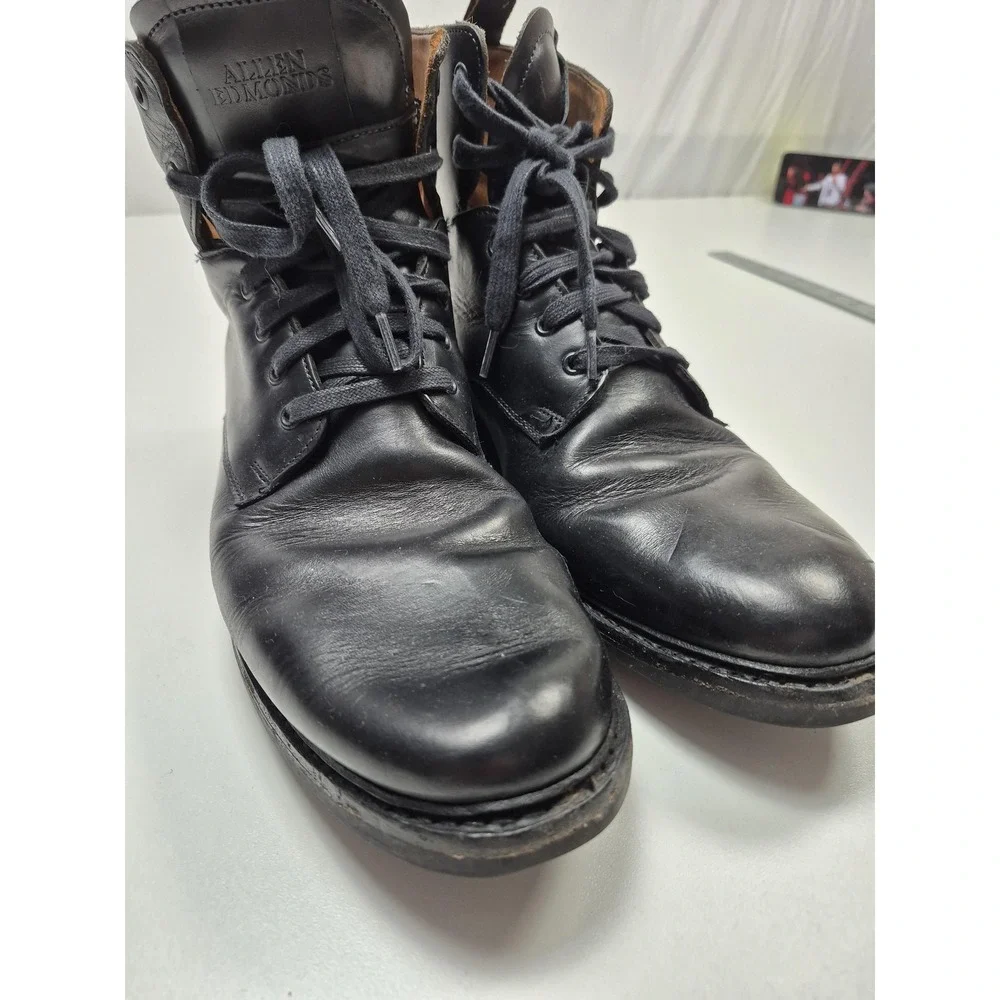 Allen Edmonds Boots Mens Size 10.5 Black Leather Weatherproof Combat Ankle